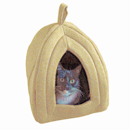 Pet Adobe Pet Bed, Igloo Soft Indoor Enclosed Covered Tent with Removable Cushion for Cats/Small Pets (Tan) 235113FVB